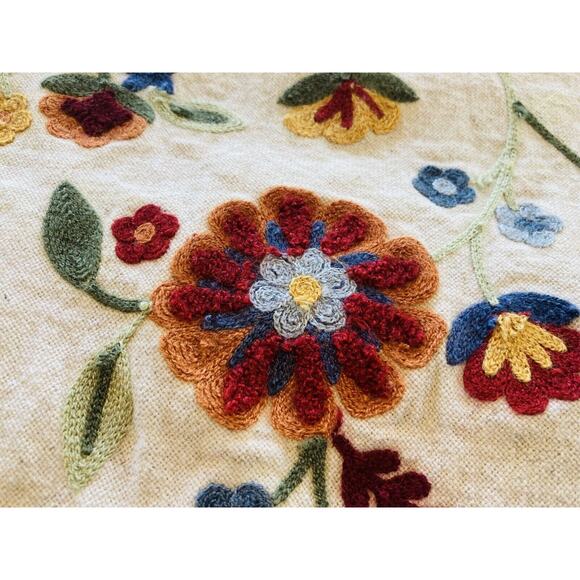 Pier 1 Embroidered Pillow Shams Floral Red Gold Blue Cover Mini Small 13" India - Picture 9 of 11